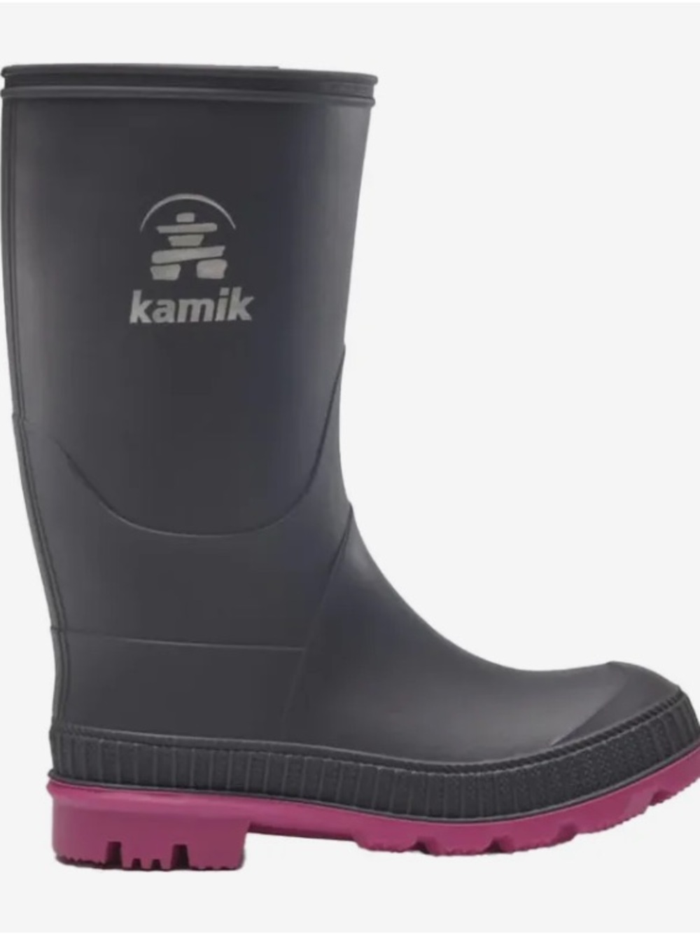 Kamik Kids Stomp Rain Boots — Black with Pink Sole